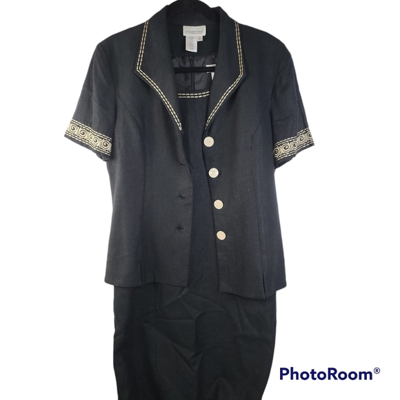 Coldwater Creek 2pc Black Sleeveless Sheath Dress & Short Sleeve Jacket Size 8 - Picture 13 of 15